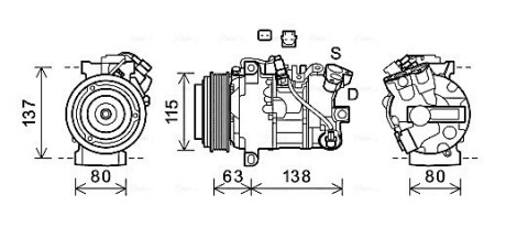 AVA RENAULT Компресор кондиціонера GRAND SCENIC III 1.2 12-, 1.6 11-, MEGANE CC 1.2 13-, MEGANE III 1.2 11- AVA QUALITY COOLING RTAK630