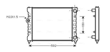 AVA VW Радіатор сист. охолодження Caddy II, Polo, Seat 1.6/1.8 AVA QUALITY COOLING STA2024