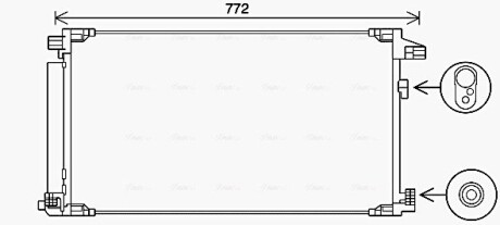 AVA TOYOTA Радіатор кондиціонера (конденсатор) з осушувачем PRIUS 1.8 Hybrid 15-, LEXUS AVA QUALITY COOLING TO5741D