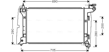 Радиатор охлаждения двигателя Toyota Corolla 1,6i 01>07 AVA QUALITY COOLING TOA2290