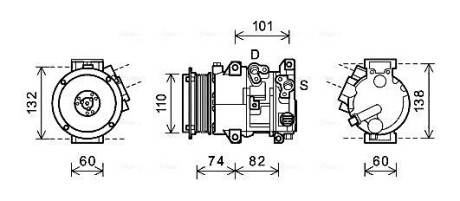 Компресор кондиціонера TOYOTA CAMRY (2006-) (AVA) AVA QUALITY COOLING TOAK628