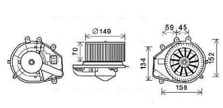 Вентилятор салона AUDI, SKODA, VW AVA QUALITY COOLING VN8352