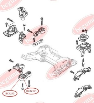 Подушка двигателя, сайлентблок (задняя нижняя) 2.0dci (87.8x16.5) BC GUMA BC12101