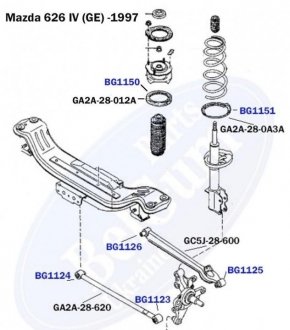 Сайлентблок рычага (заднего/снаружи) Mazda 626 92-97 (31.5x14x41/31) BELGUM PARTS BG1123 (фото 1)