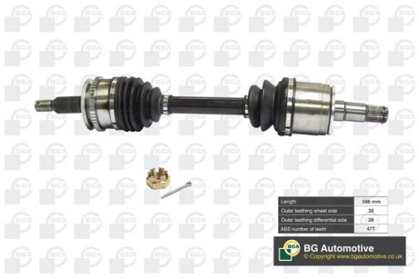 Полуось Mitsubishi L200 2.5d 06- (30/28 +ABS 47z) 596mm Л. BGA DS6101L