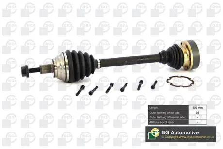Полуось golf/passat/touran/octavia 03- (36z/520mm) л. BGA DS9634L