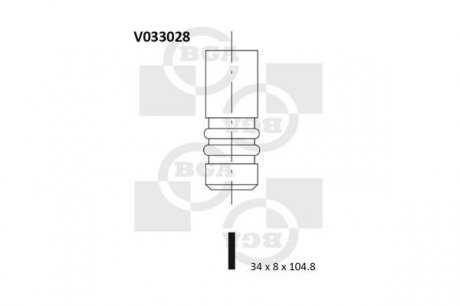 Клапан двигателя [34x8x104.8] BGA V033028 (фото 1)