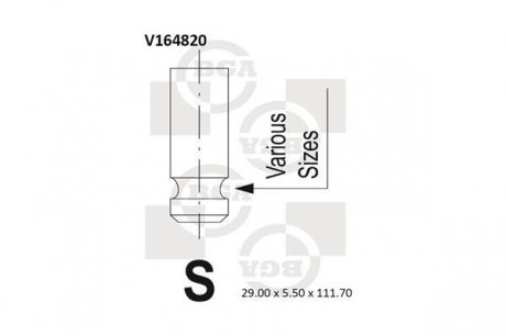Клапан впускной LANCER 1.6 03- BGA V164820