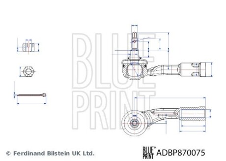 KIA наконечник рулів.тяги лів.Rio IV 17- BLUE PRINT ADBP870075 (фото 1)