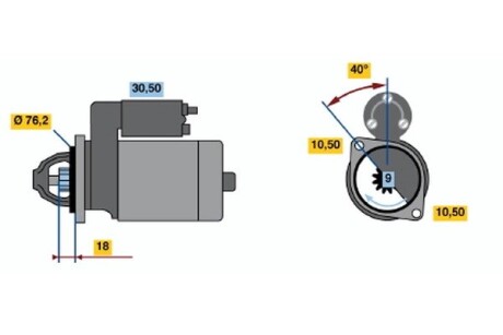 Стартер, 12v 1.1kw BOSCH 0 001 107 062 (фото 1)