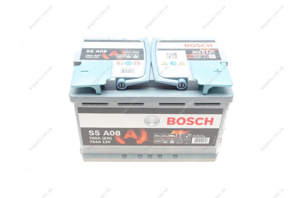 Аккумулятор Bosch S5A08 AGM 70 Ah 760 A (-+, R)