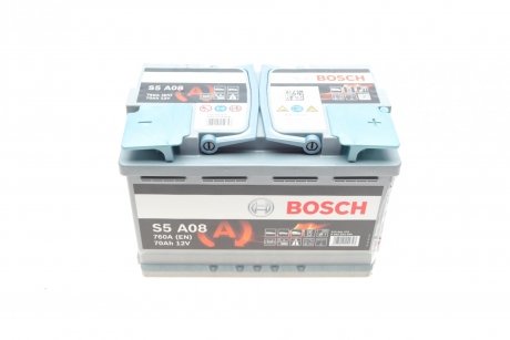 Аккумулятор 70Ah/760A (278x175x190/+R/B13) (Start-Stop AGM) BOSCH 0 092 S5A 080