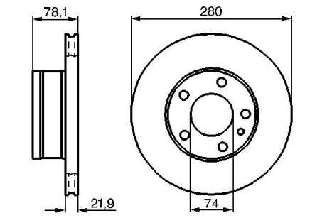 Гальмівний диск bmw 518/825/628/630/633/635/728/730/732/735 \'\'1.8-3.5 \'\'74-86 BOSCH 0986478041 (фото 1)