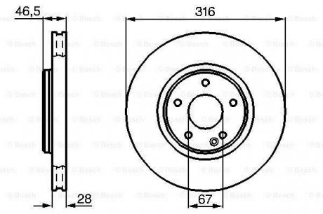 Тормозной диск передний (вентил.) db w210 3,2-5,0 (316*28) BOSCH 0986478625 (фото 1)