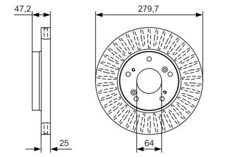 Тормозной диск honda civic \'\'f \'\'1,3-2,2 \'\'11>> BOSCH 0986479B01 (фото 1)