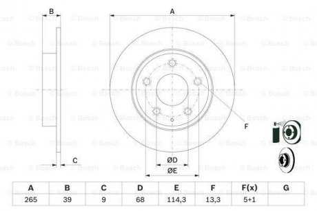 Диск торм. зад. MAZDA 3 -19 BOSCH 0986479E54 (фото 1)