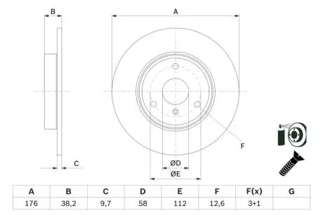 DB Тормозной диск передн Smart Fortwo -07,City-Coupe -04,Roadster -05 BOSCH 0986479E74