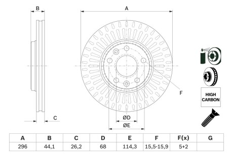 Передний тормозной диск Renault Megane III/Scenic III/Laguna III 07- (296x26) BOSCH 0 986 479 E77