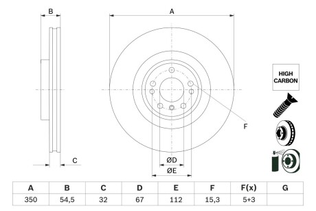 Передний тормозной диск MB M-class (W166)/GL-class (X166) 11-(350x32) BOSCH 0 986 479 E99