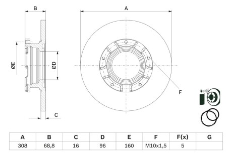 Диск гальм задн. FORD TRANSIT 12- BOSCH 0986479F62