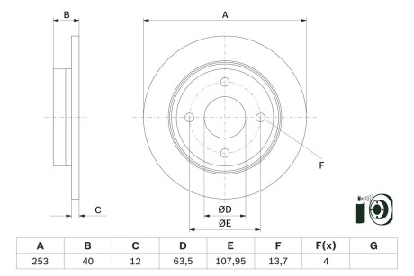 Тормозной диск BOSCH 0986479F63