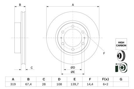 Тормозной диск BOSCH 0986479G19