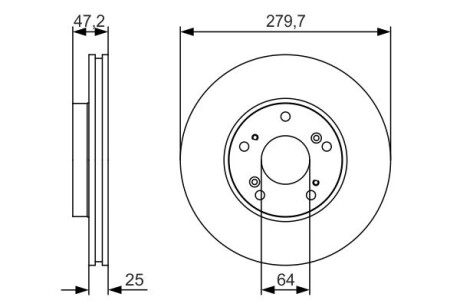 Тормозной диск honda accord/civic \'\'f \'\'1,3-2,2 \'\'02>> pr2 BOSCH 0986479S82 (фото 1)