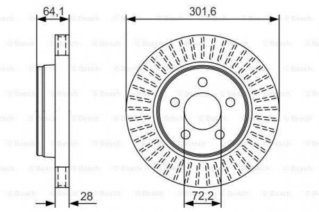 Тормозной диск dodge nitro \'\'f \'\'2,8-4,0 \'\'06-11 BOSCH 0986479U04 (фото 1)