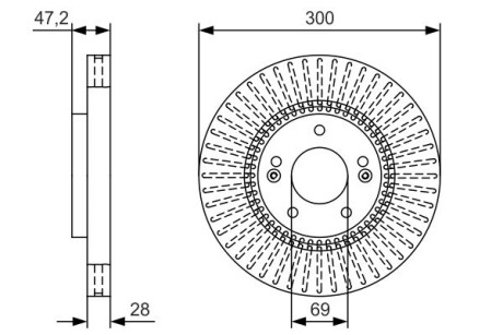 Гальмівний диск hyundai sonata/ix35 \'\'f \'\'2,0-2,4 \'\'09>> BOSCH 0986479U43 (фото 1)