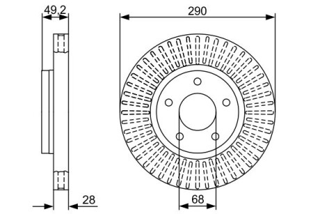 Гальмівний диск nissan quest/pathfinder \'\'f \'\'3,5 \'\'03>> BOSCH 0986479V48 (фото 1)