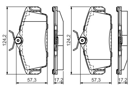 Гальмівні колодки дискові nissan primera/almera \'\'f \'\'>>06 pr2 BOSCH 0986495070 (фото 1)