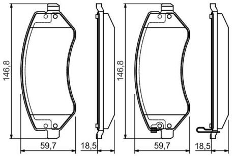 Гальмівні колодки дискові chrysler/jeep voyager/cherokee "f "01-08 pr2 BOSCH 0986495117 (фото 1)