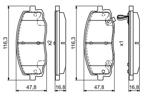 Гальмівні колодки дискові HYUNDAI/KIA i10/Picanto \'\'F "04>> BOSCH 0986495377 (фото 1)