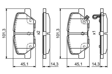 Mitsubishi колодки торм.задние outlander 12-, asx, citroen c4 aircross, mazda 6 BOSCH 0986495381 (фото 1)