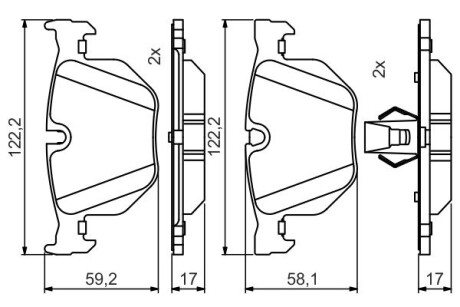 Тормозные колодки задн. BMW E90 E60 E70 2,0-3,0 BOSCH 0986495481 (фото 1)