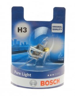 Автолампа H3 12V 55W PK22s Pure Light (BL) BOSCH 1987301006 (фото 1)