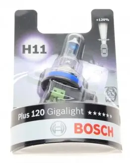 Автолампа H11 12V 55W PGJ19-2 Gigalight +120% (блистер упаковка) BOSCH 1987301133