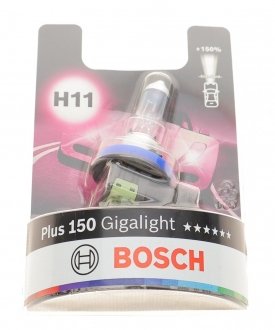 Автолампа H11 12V 55W PGJ19-2 Plus 150 Gigalight BOSCH 1987301138