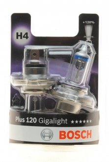 Автолампа H4 12V 60/55W P43t Plus 120% Gigalight DBL (2шт) BOSCH 1987301425