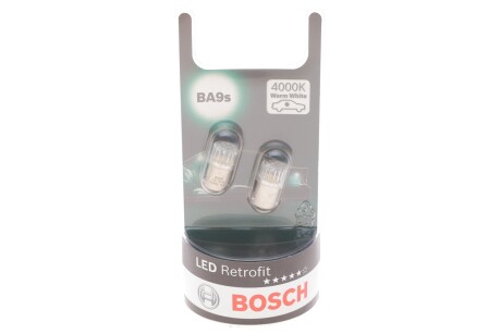 LED Автолампа 12V 1W T4W 4000K 2шт. !!! теплый BOSCH 1987301514