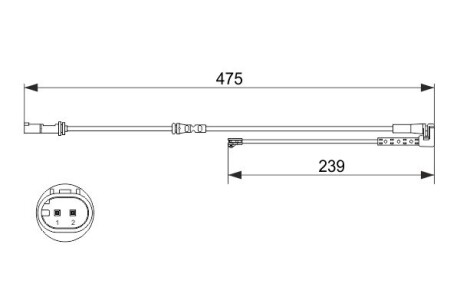 Датчик зносу гальмівних колодок (передніх) BMW X1 (F48)/X2 (F39) 13- (L=475mm) BOSCH 1 987 473 624