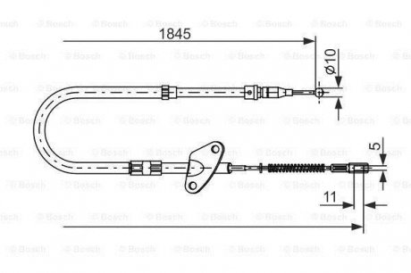 Db трос ручника левый 207-310 86-(нов.тип)1862мм BOSCH 1987477119 (фото 1)