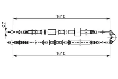 Opel трос ручника левый /прав meriva -10 (1610mm) BOSCH 1987477936