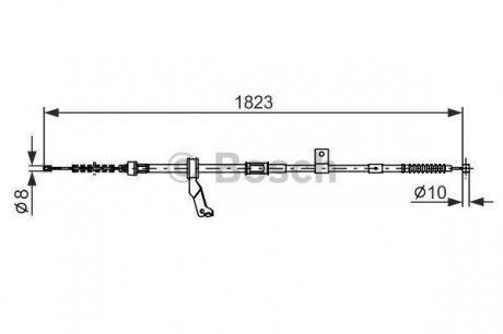 Трос ручника 1823mm TOYOTA Avensis T25 \'\'RR BOSCH 1987482297