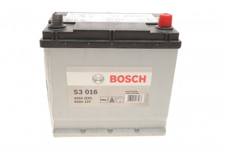 Акумуляторна батарея 45Ah/300A (219x135x222/+R/B01)(незначне пошкодження клеми) BOSCH DSC0092S30160 (фото 1)
