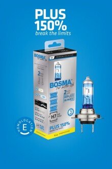 Автолампа H7 PLUS 150% 12V 55W PX26D упаковка 2шт BOSMA 5462