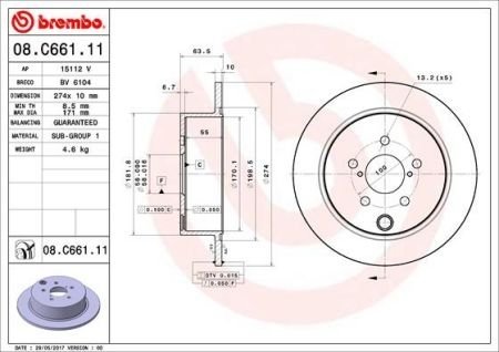 Гальмiвний диск BREMBO 08.C661.11 (фото 1)