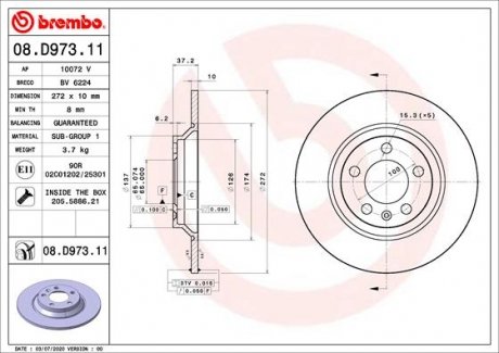 Тормозной диск BREMBO 08.D973.11