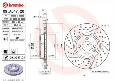 Тормозной диск BREMBO 09.A047.21