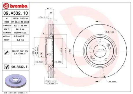 Диск тормозной BREMBO 09.A532.10